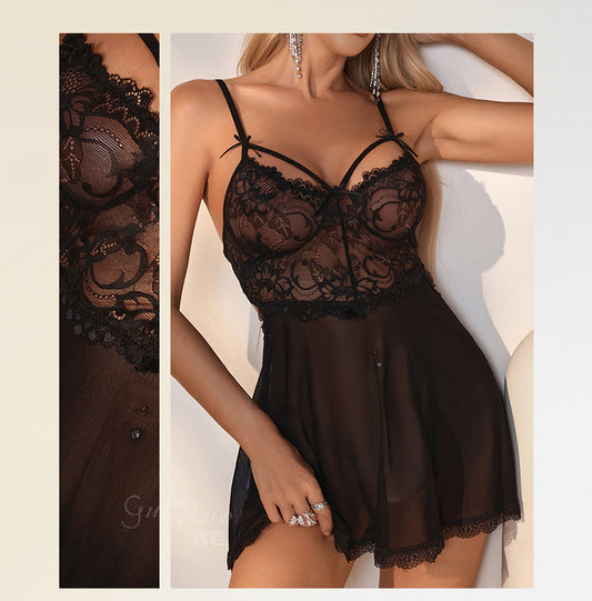 Sexy mesh see-through camisole nightdress