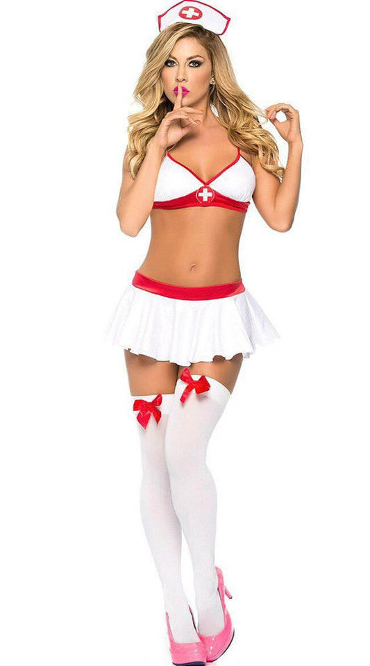 Amazon Price $8.99! Buy Here $4.99!Women Lingerie Costume Sexy Outfit Set Babydoll Bedroom Honeymoon Cosplay Nurse Clothing Fits Free Size, White, Large (-White)